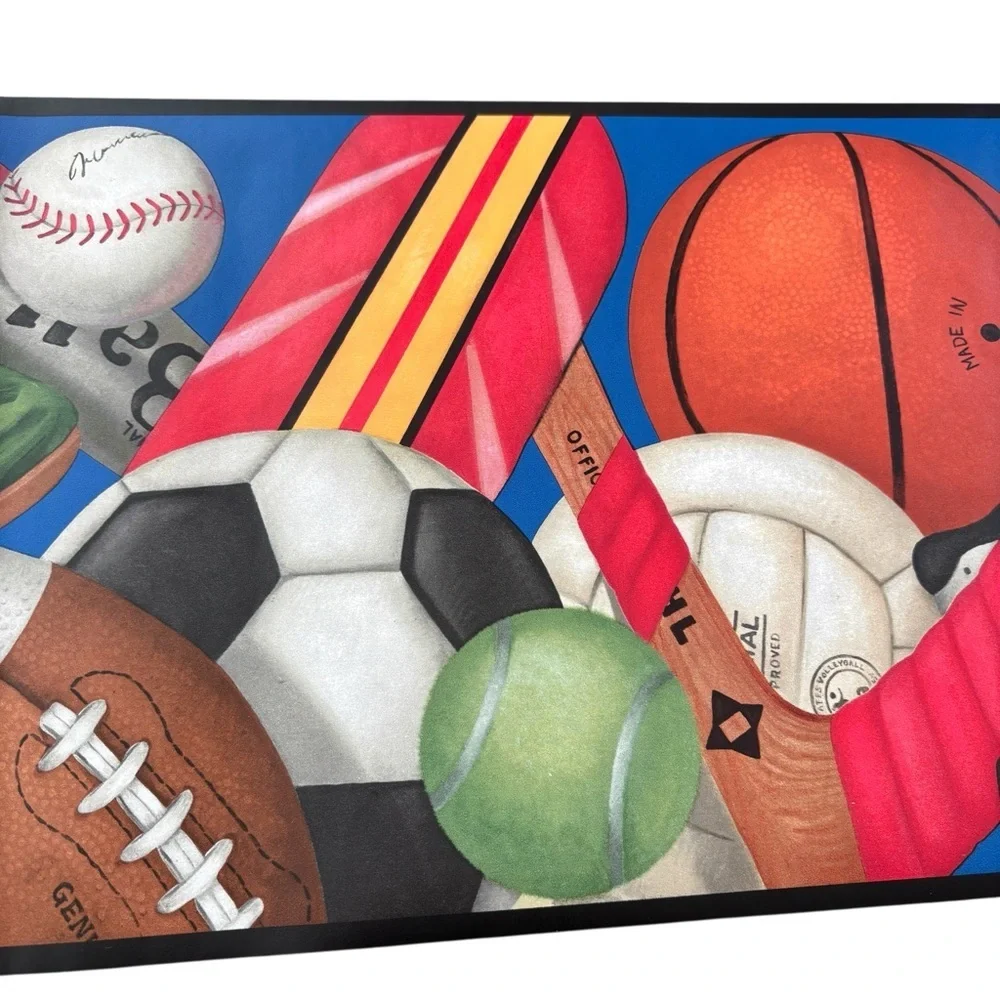 York Wallpaper Border Prepasted Basketball Baseball Sports 5 YD X 10 inches NEW